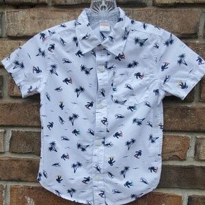 Gymboree Surf Short Sleeve Button Down Shirt 3T